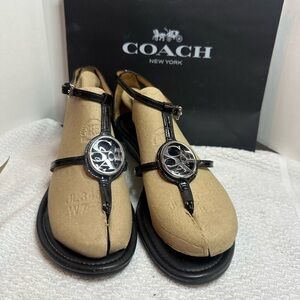 Coach Black Sandals with Silver Accent COACH